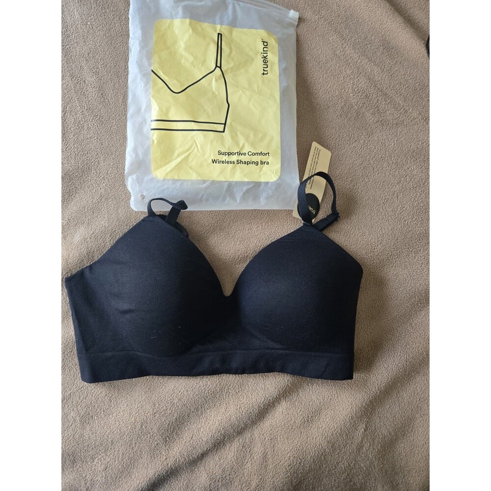 Truekind Supportive Comfort Wireless Shaping Bra Padded Hook & Eye Black M